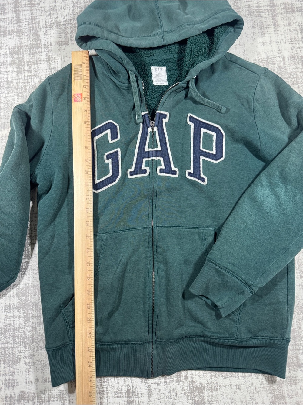 GAP Teal Hooded Full-Zip Jacket with Logo 25X20.5 PTP SZ S UNISEX *Read descript - Picture 8 of 13